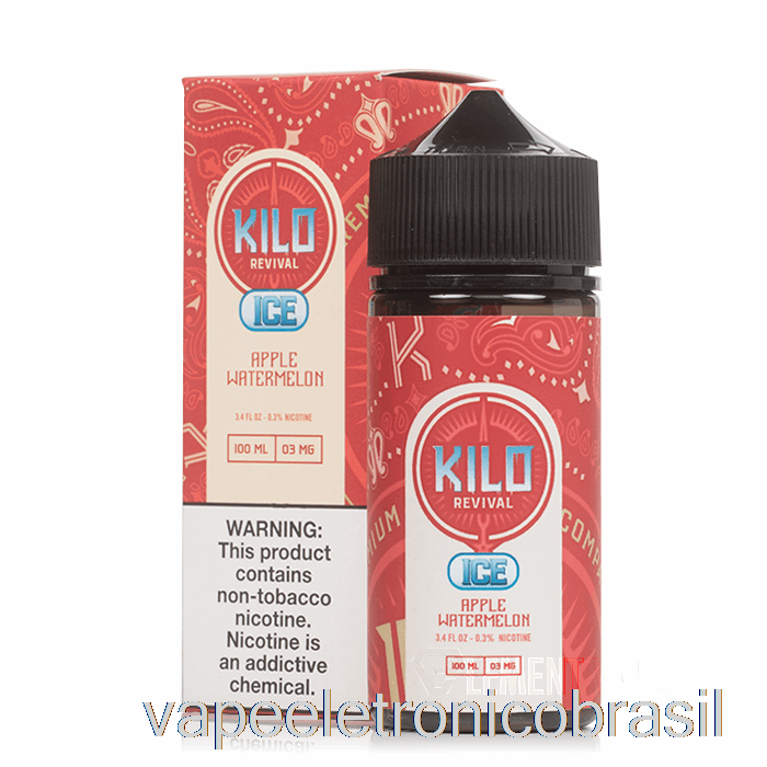 Vape Recarregável Ice Apple Melancia - Kilo Revival - 100ml 0mg